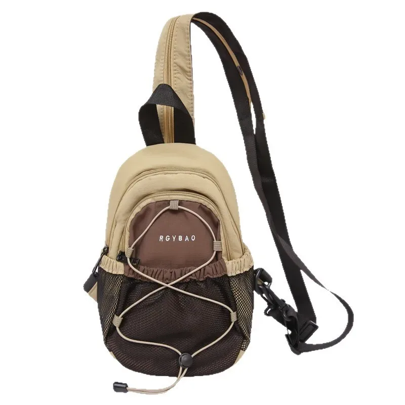 sac à bandoulière rétro tendance, sac de poitrine, personnalité tendance, bloc de couleurs, mini taille, sac à dos pour sports de plein air, randonnée, double épaule