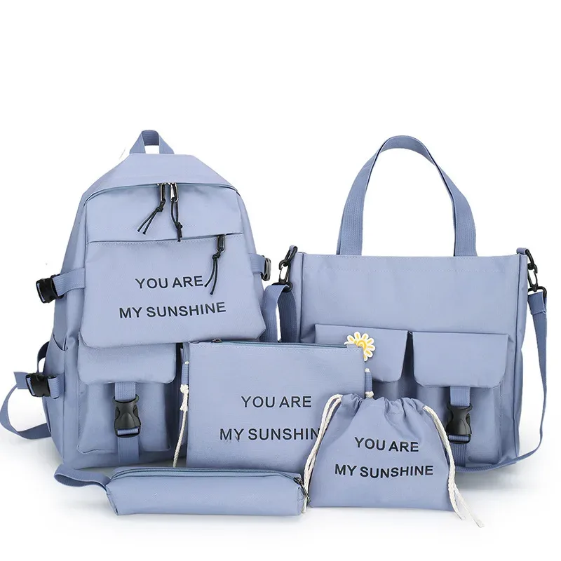 sac à dos d'école kawaii pour enfants, cartable pour femme, sacs d'école pour adolescentes, ensembles de 4 pièces, 138