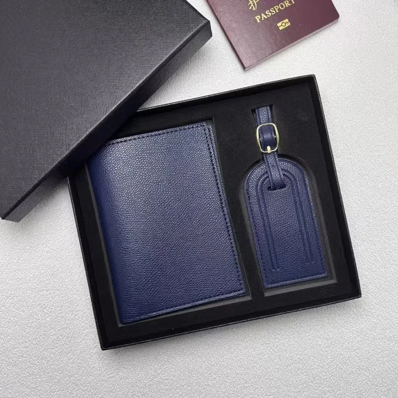 porte-billets personnalisé gratuit, simple et polyvalent, motif palmier, en cuir, multifonctionnel, avec étiquette de bagage et coffret cadeau