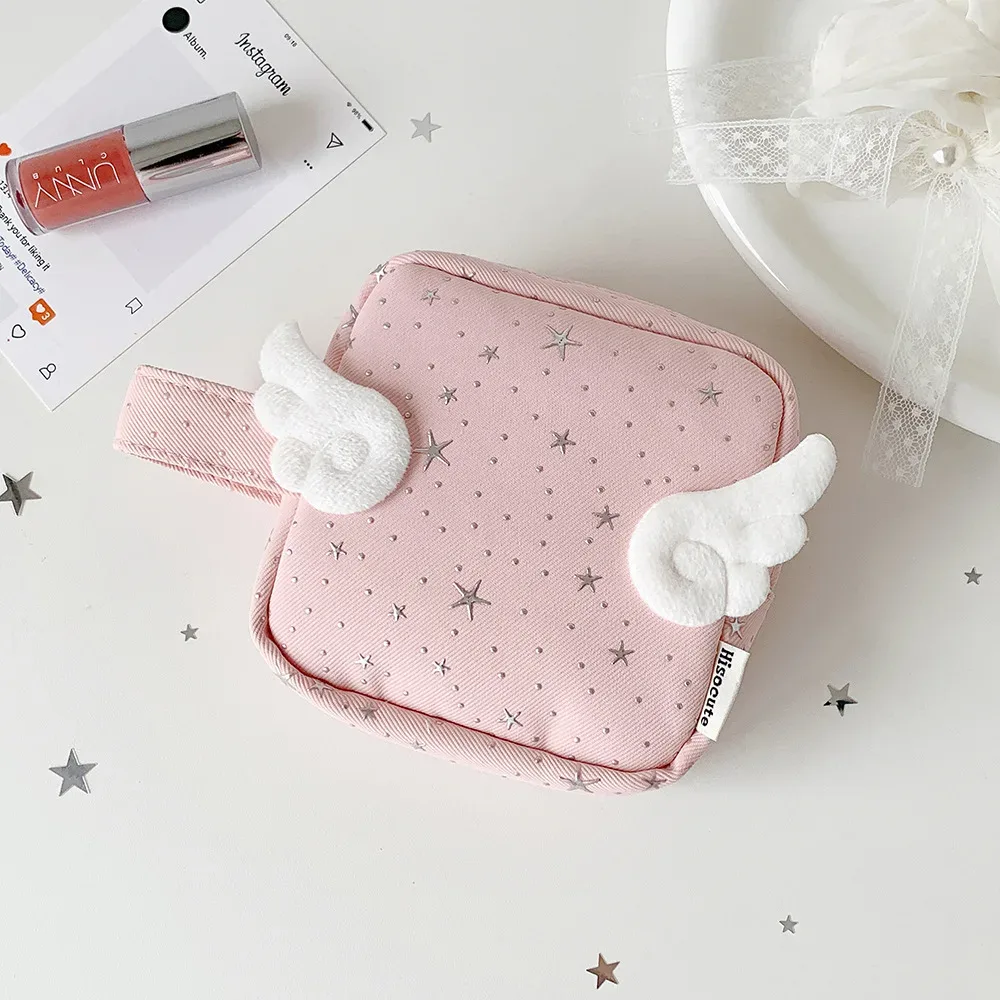 sac de rangement cosmétique portable multi-usage motif ange mignon, trousse de toilette, pochette de rangement pour rouge à lèvres et maquillage pour femmes, sac de voyage à main