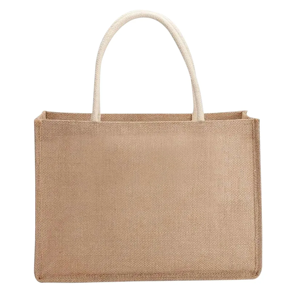 sacs fourre-tout en toile de jute vierge, sac à main de shopping de plage, sacs cadeaux vintage réutilisables avec poignée pour l'épicerie, artisanat, fêtes d'anniversaire