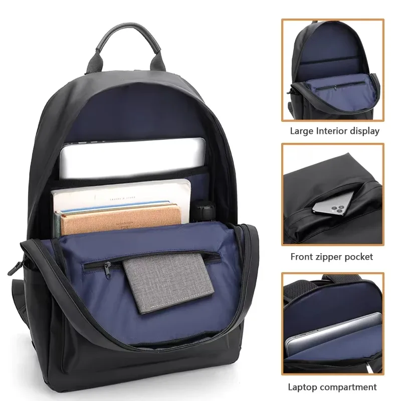 nouvelle mode hommes sac à dos en cuir pu sacs d'école noirs pour adolescent 15.6 pouces sacs à dos d'ordinateur portable mochila masculina de haute qualité