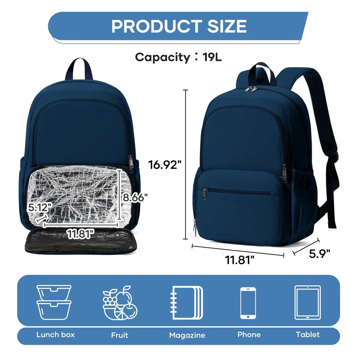 sac à dos portable pour hommes et femmes, sac à dos de voyage, sac à dos isotherme avec compartiment pour le déjeuner, sac à dos scolaire pour adolescents