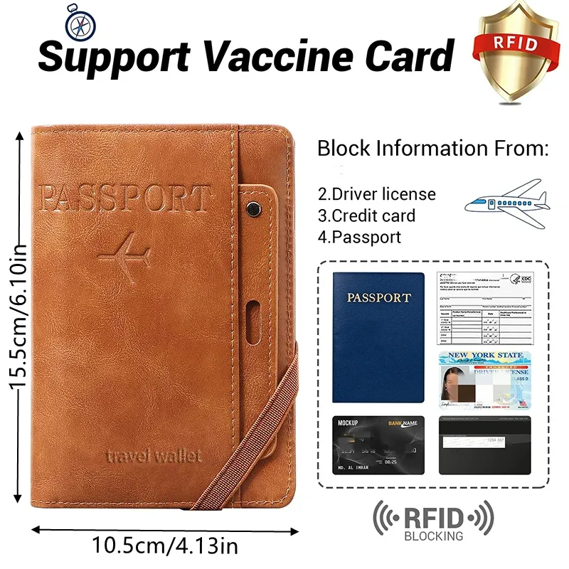 porte-passeport anti-rfid, portefeuille de voyage en cuir, étui pour documents de voyage, accessoires
