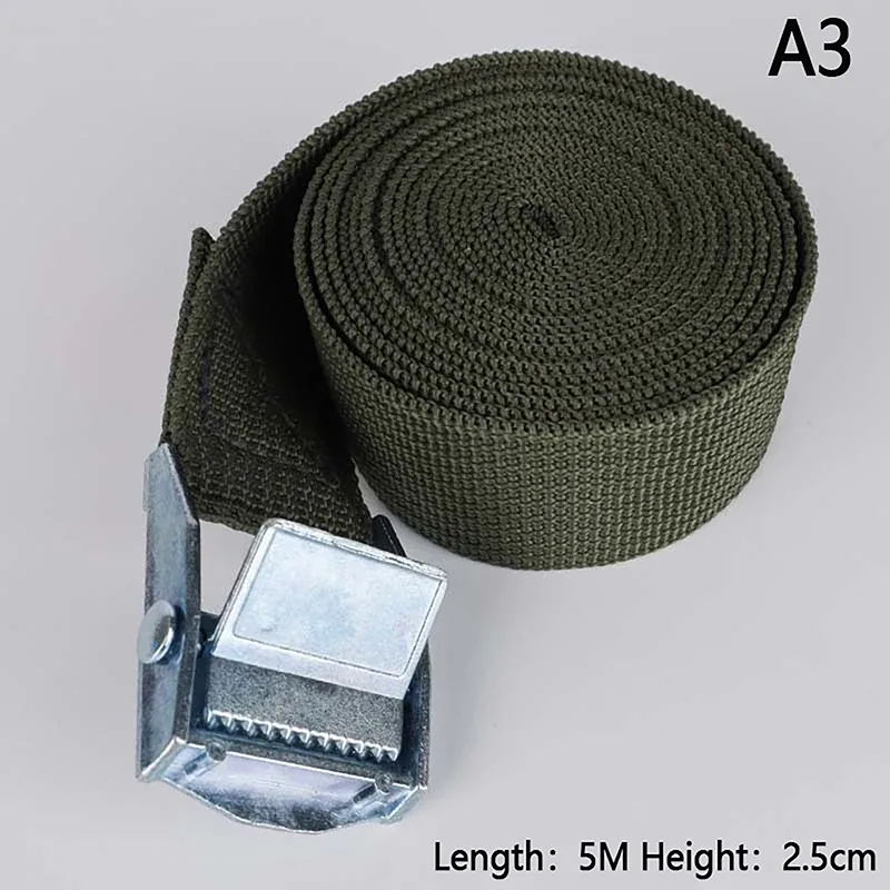 sangles de chargement de 5m avec boucle, ceinture d'arrimage pour moto, voiture, vélo, corde de remorquage en métal, ceinture de fixation à cliquet solide pour sac à bagages