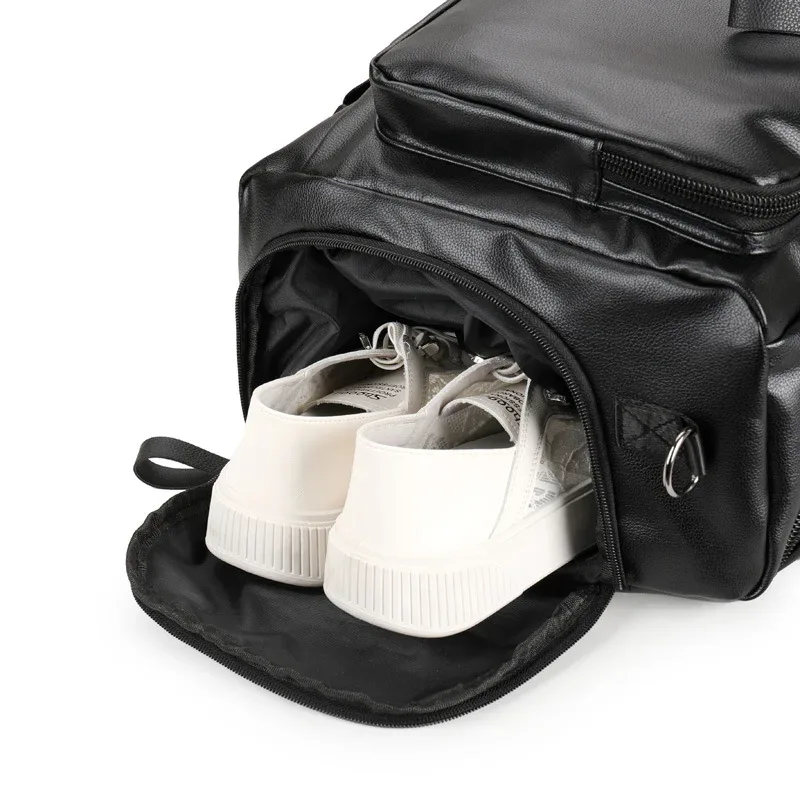 sac à dos de voyage multifonctionnel en cuir pu, sac à bandoulière pour voyage d'affaires, sac à main, compartiment à chaussures indépendant