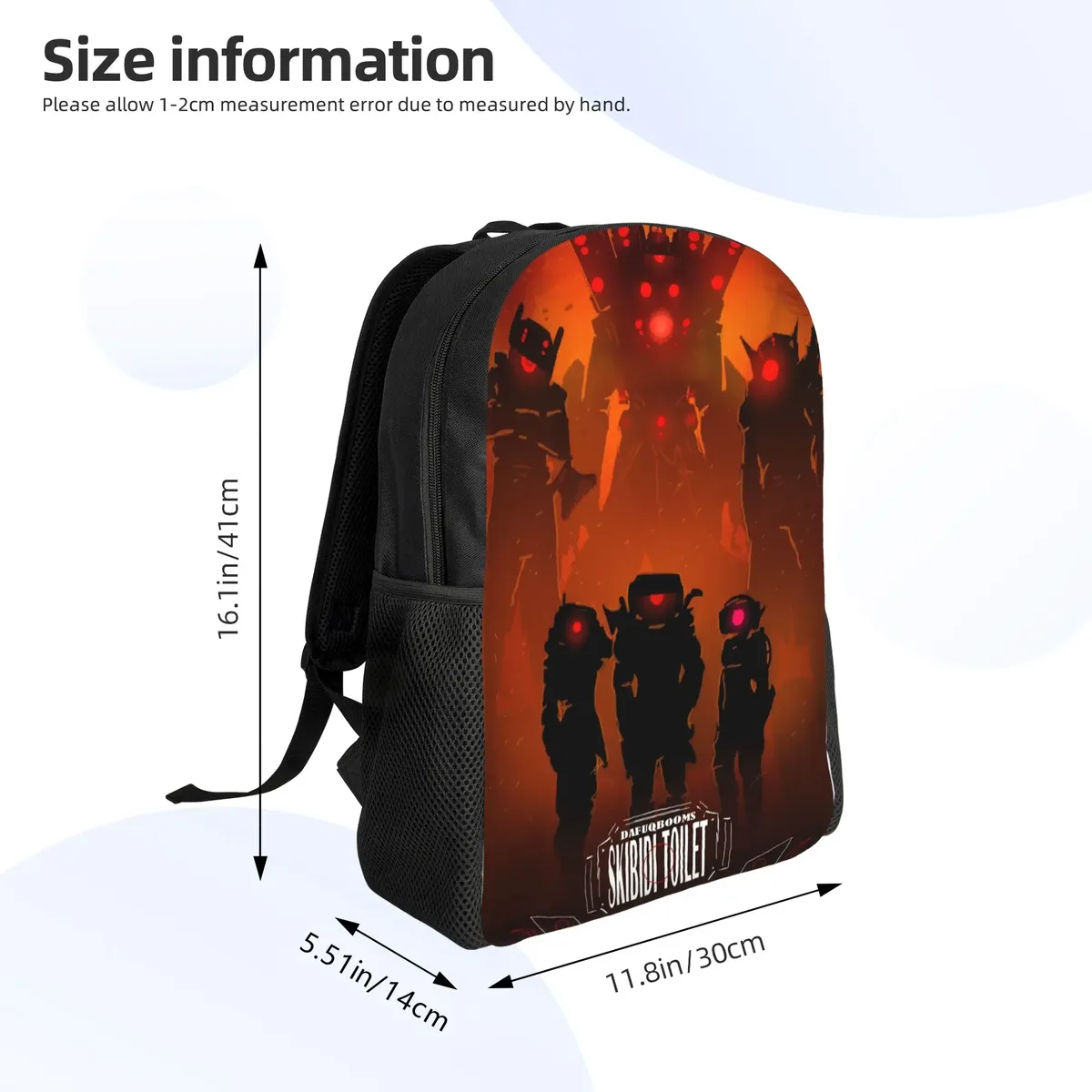 sac à dos skibidi toilet cameraman speakerman tv man pour adolescents, sport, lycée, affaires, hommes, femmes, université, en toile