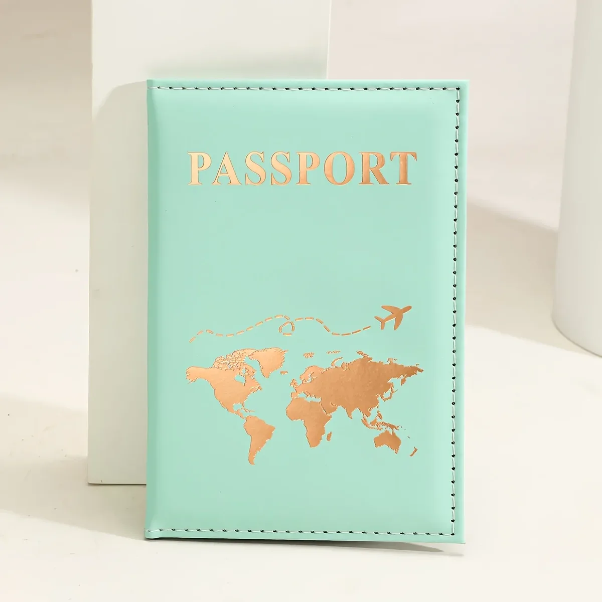 porte-passeport personnalisé - nom/texte personnalisé avec design carte du monde, organisateur de voyage à ouverture facile pour passeport