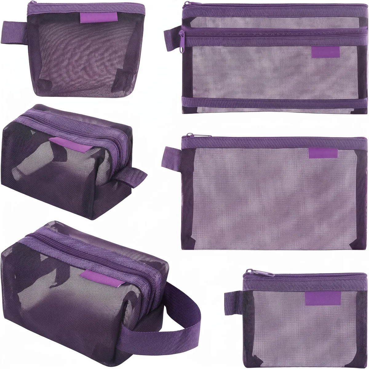 lot de 6 sacs de rangement en maille transparents et étanches pour câbles, chargeurs, écouteurs, accessoires de voyage et téléphones