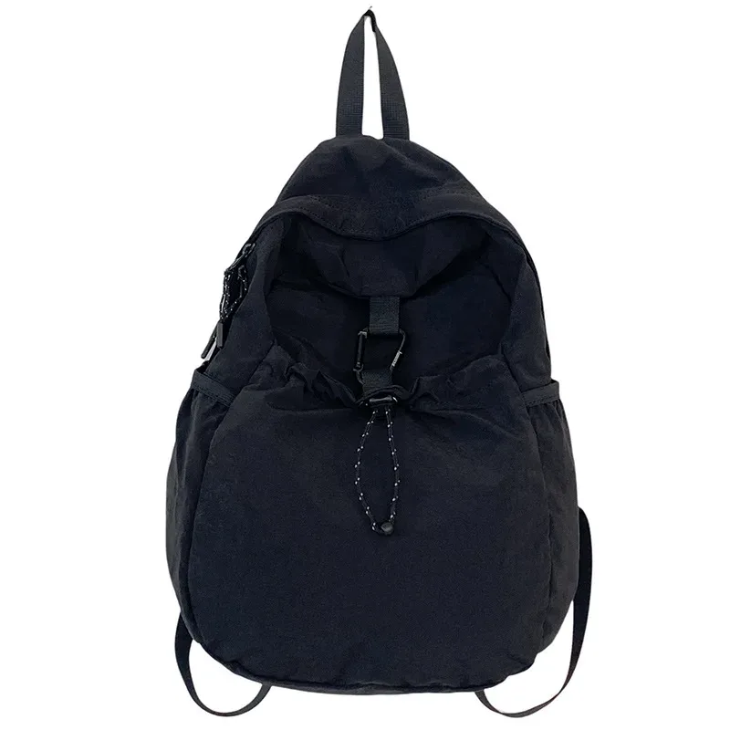 sac à dos plissé en nylon pour femme, style urbain simple, imperméable, grande capacité, idéal pour les trajets quotidiens et les étudiants