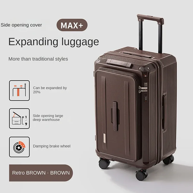 valise à ouverture latérale 28 pouces, grande capacité, extensible, valise à roulettes épaissie 24/26 pouces, valise cabine 20 pouces avec 5 roues