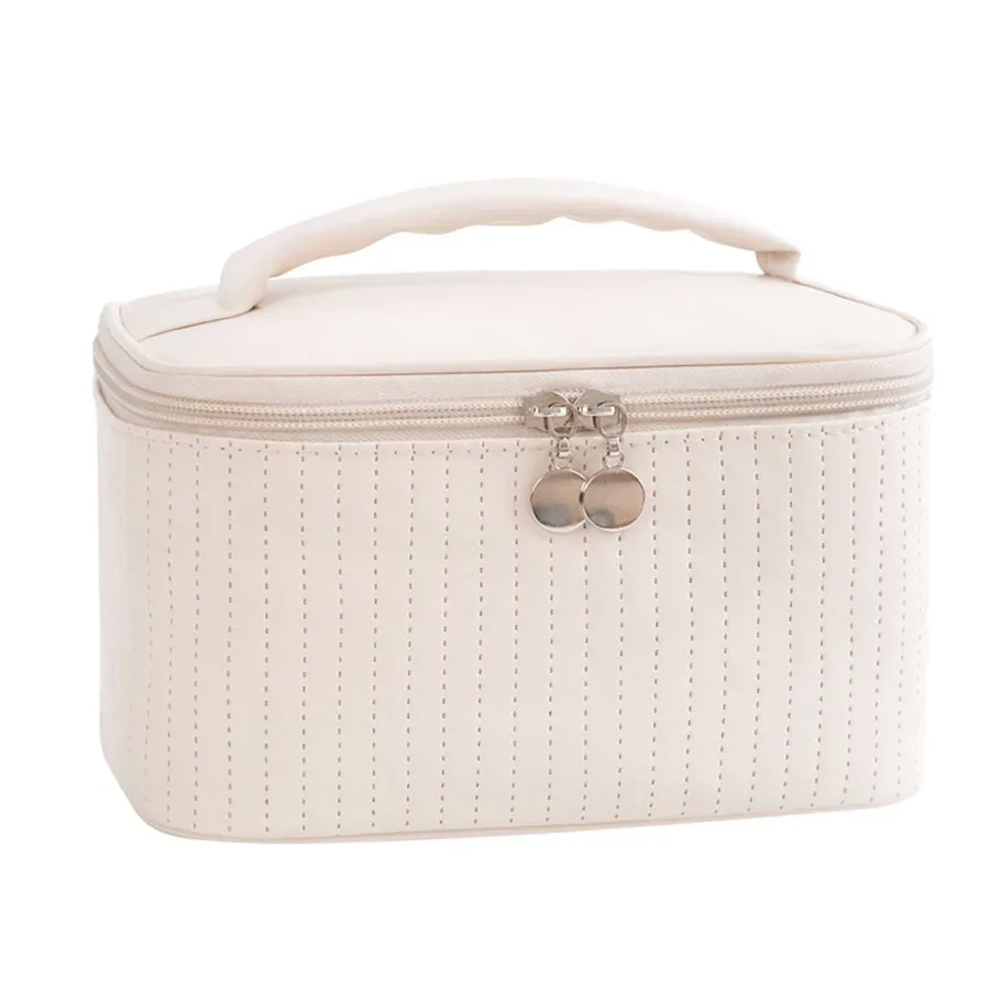 sacs de maquillage pour femmes, trousse de toilette de voyage, étuis mignons, boîte de rangement de maquillage portable de couleur unie, sac à cosmétiques nécessaire en cuir pu