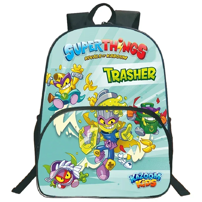 jeu superzings sac à dos 16 pouces garçons filles bookbag dessin animé sac à dos superthings sacs d'école étudiants sacs de voyage sac à dos à fermeture éclair
