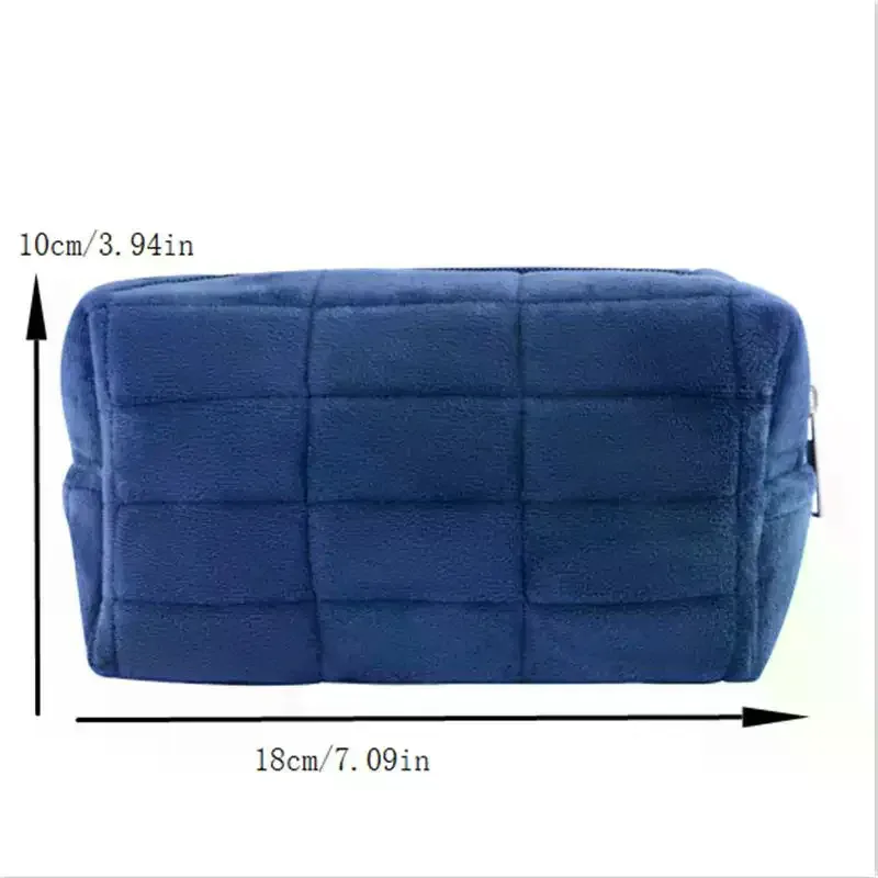 trousse de maquillage élégante en fourrure pour femmes, grande capacité à fermeture éclair de couleur unie, organisateur de toilette de voyage, pochette de lavage, étui à stylos en peluche