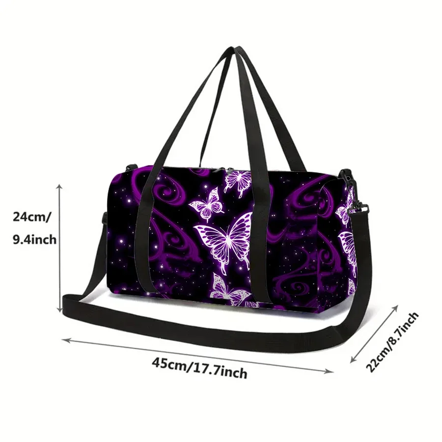 grand sac de voyage pour femmes, motif papillon violet, fourre-tout multifonctionnel, sacs à main imperméables, sacs de sport pour garçons/filles