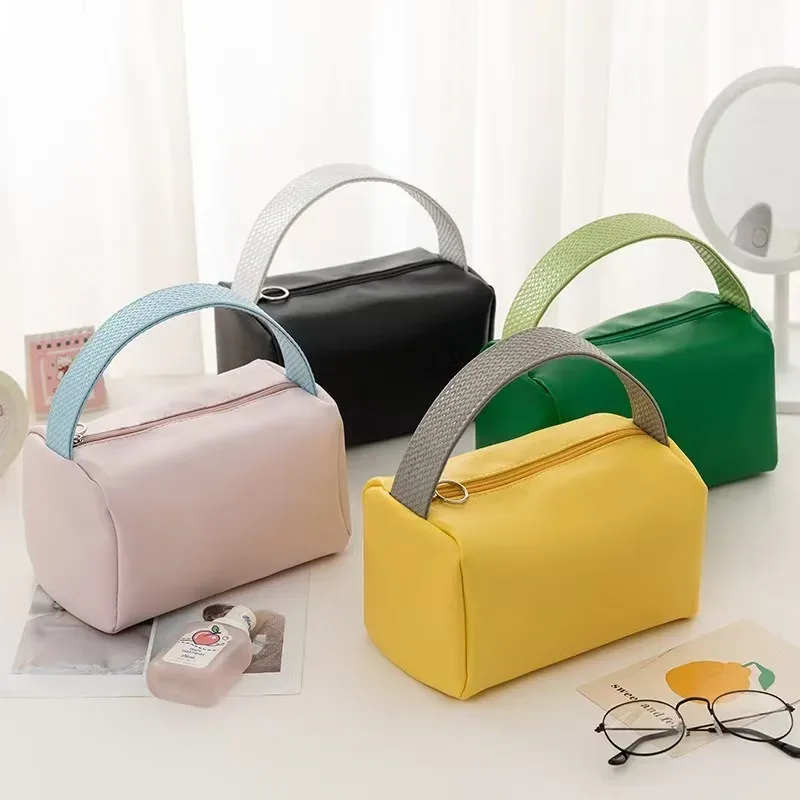 sac de maquillage portable pour femmes, grande capacité, organisateur de maquillage de voyage, pochette de toilette en cuir pu imperméable, sac de rangement à main