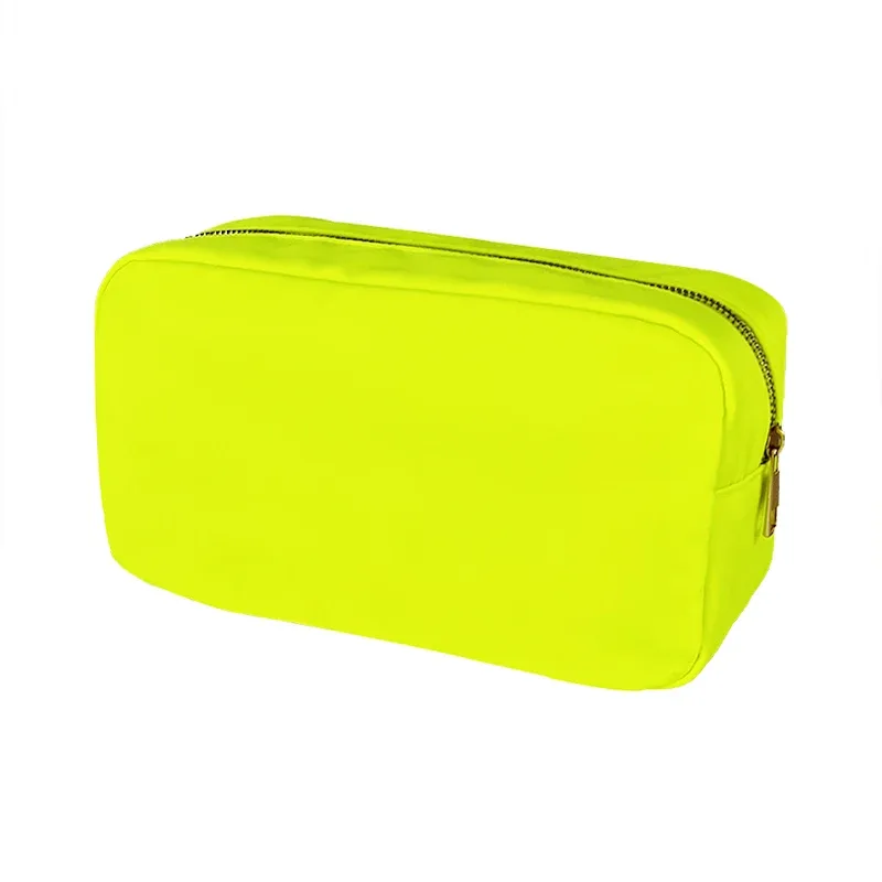 pochette de maquillage personnalisée en nylon rose, imperméable, pour femmes et filles, sac de voyage pour maquillage, organisateur de couleur bonbon, grande capacité