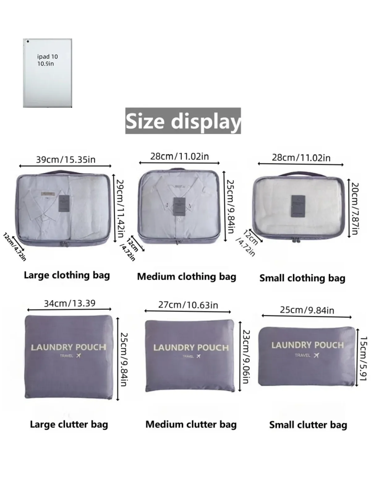 ensemble de 6 grands sacs de rangement de voyage en tissu oxford, adaptés aux sacs à dos et aux valises, sacs de rangement de voyage, sacs de rangement de bagages multifonctionnels et durables, adaptés aux emballages efficaces, accessoires de voyage essentiels, pratiques pour organiser les vêtements, les cosmétiques, les articles de toilette, etc.