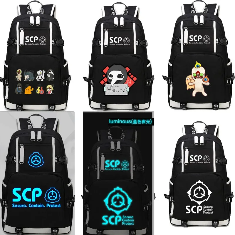 sac à dos scp secure contain protect, cartable noir, sacs d'école de dessin animé, sac à dos de voyage lumineux, sacs initiés par ordinateur portable usb