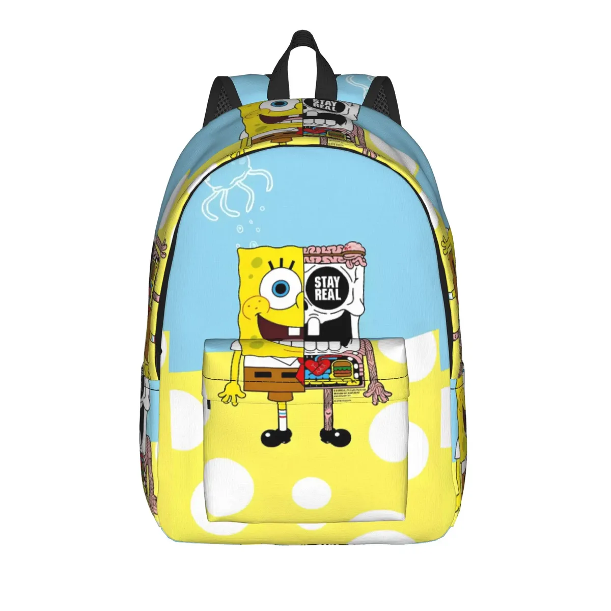 sac à dos jaune solide bob l'éponge, sacs à dos de camping, sacs d'école modernes pour étudiants, sac à dos de haute qualité