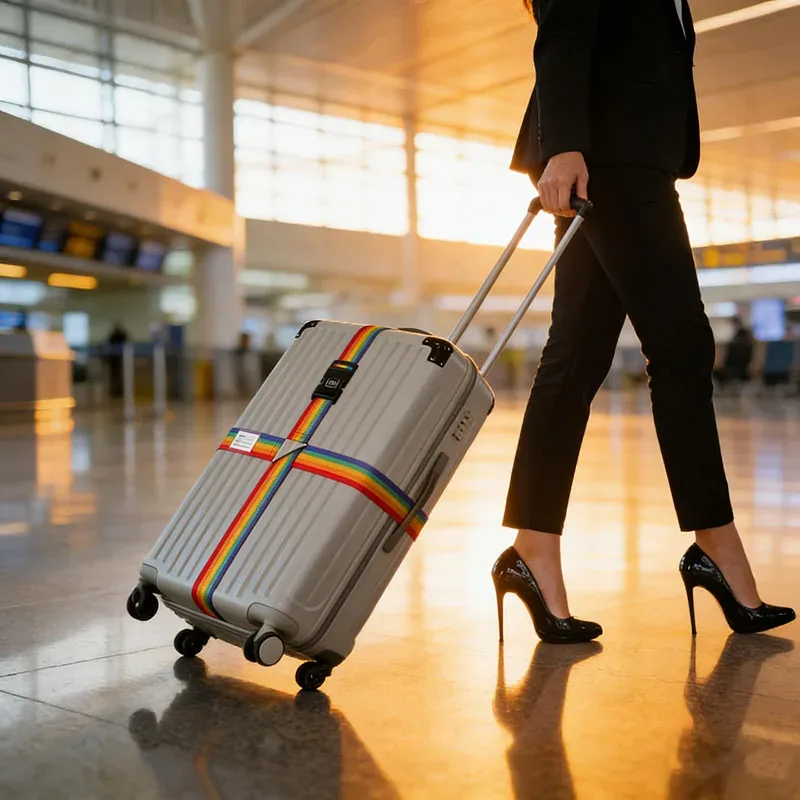 sangles de bagages en nylon avec porte-carte d'identité, réglables, pour l'organisation des bagages, avec serrure à combinaison, accessoires de voyage anti-perte