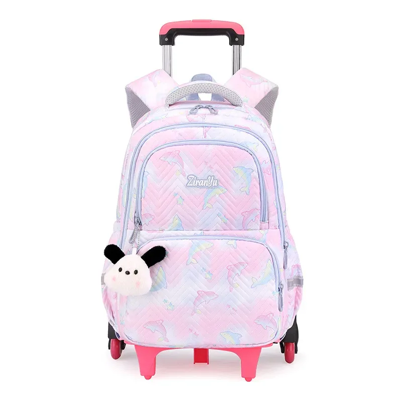 sac à dos scolaire à roulettes pour enfants, sacs d'écoliers pour filles, sac à roulettes mignon, cartable à roulettes pour enfants