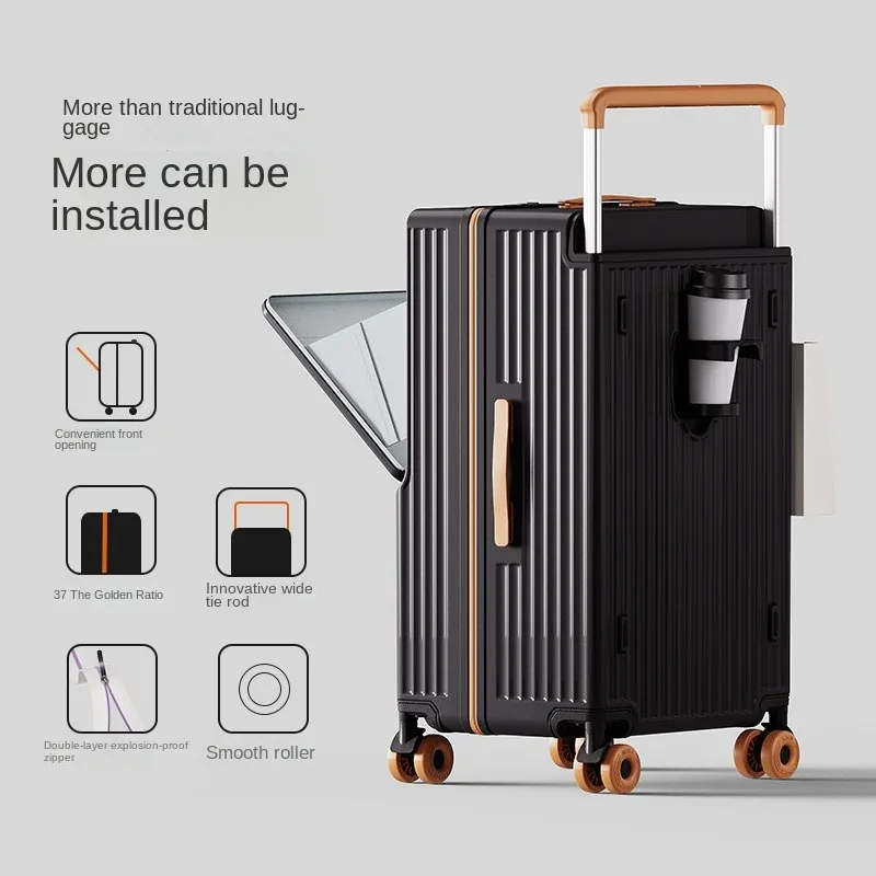 nouveau bagage à biellette large ouverture avant sac pour ordinateur portable valises de voyage multifonctions sac de cabine de 20 pouces valises de grande taille 24-30''