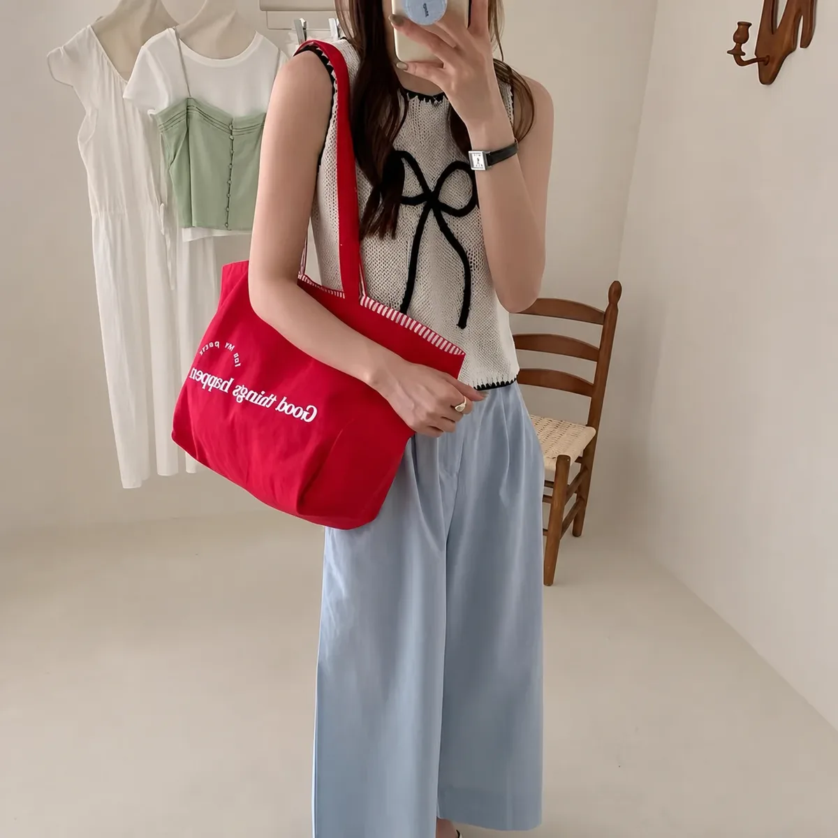 sac fourre-tout en toile à rayures, grand sac de plage à bandoulière, sac à main en tissu doux, esthétique décontractée, sac de shopping et de voyage pour femmes