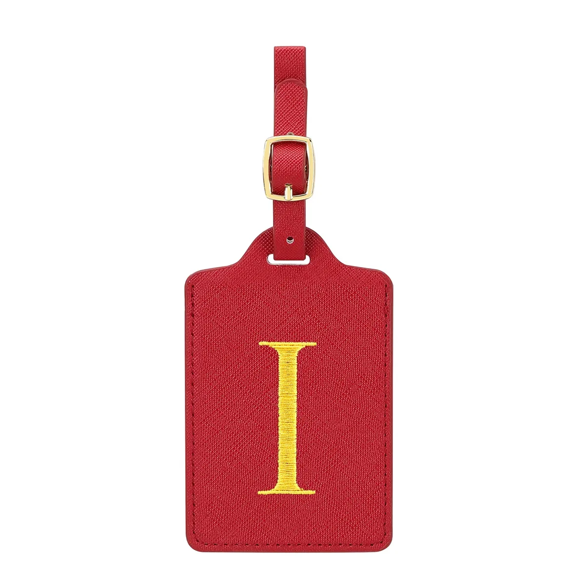 étiquettes de bagage miyin 26 lettres en cuir pu pour valises, protection de la vie privée, accessoires de voyage essentiels, rouge éclatant