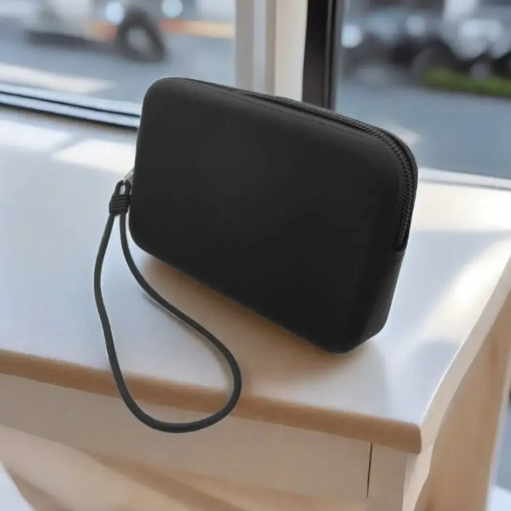 sac à cosmétiques rectangulaire en silicone, porte-monnaie de couleur unie de grande capacité, sac pour petits articles, sac pour écouteurs, sac de rangement pour rouge à lèvres pour femmes