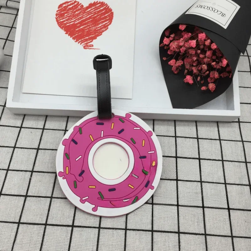 étiquette de bagage en silicone de dessin animé de fruits pour femmes/hommes, porte-adresse d'identification de valise, étiquette d'embarquement, accessoires de voyage portables
