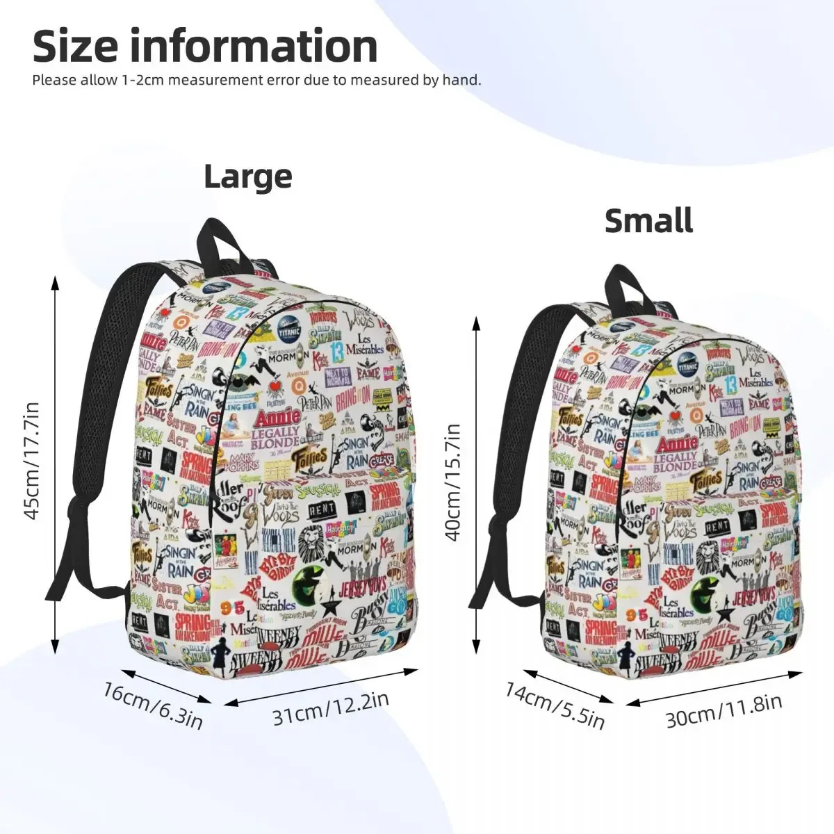 broadway melody sac à dos pour garçon fille enfants étudiant école bookbag théâtre musical drame toile sac à dos préscolaire primaire sac