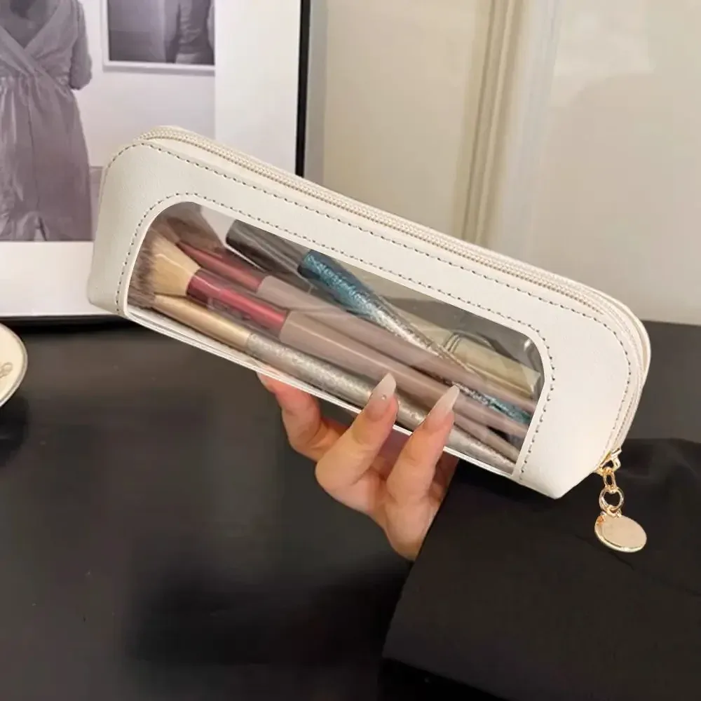 trousse de toilette portable en pu pour cosmétiques et pinceaux de maquillage – organisateur de voyage compact pour articles de toilette et beauté