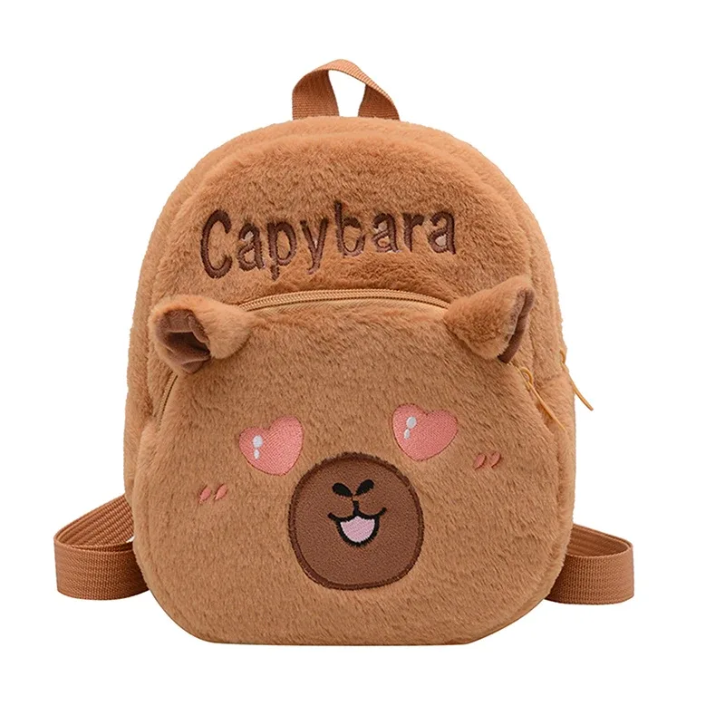 sac à dos en peluche capybara kawaii pour femme, sac fourre-tout drôle de dessin animé, grande capacité, cadeau pour enfants, polyvalent, nouveau