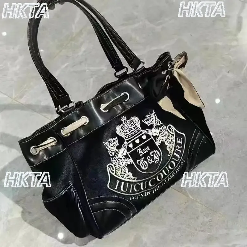 sac fourre-tout vintage tendance, nouvelle couleur contrastée, broderie alphabet y2k, grande capacité, sacs à dos polyvalents noirs pour femmes