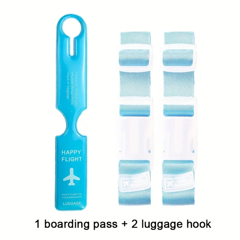 ensemble de 3 pièces (1 étiquette de bagage pour carte d'embarquement + 2 crochets de bagage) accessoires de voyage portables boucle réglable fixateur/identificateur de bagage multi-scénarios matériau résistant à l'usure étiquette de bagage de voyage accessoires de bagage multi-scénarios étiquette de bagage pour bagages à main étiquette anti-perte pour valise de voyage carte d'embarquement
