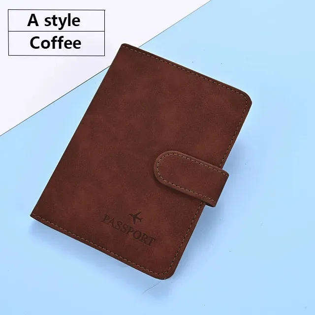 portefeuille de voyage en cuir pu souple multi-fentes avec logo avion, fermeture à pression, porte-cartes sim et porte-documents d'identité