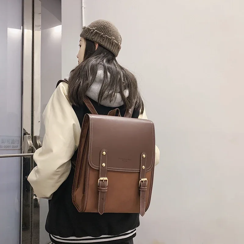 sac à dos de style preppy pour femmes, sac pour ordinateur portable de grande capacité, sacs à dos d'école décontractés pour filles, sacs de voyage en patchwork pour femmes