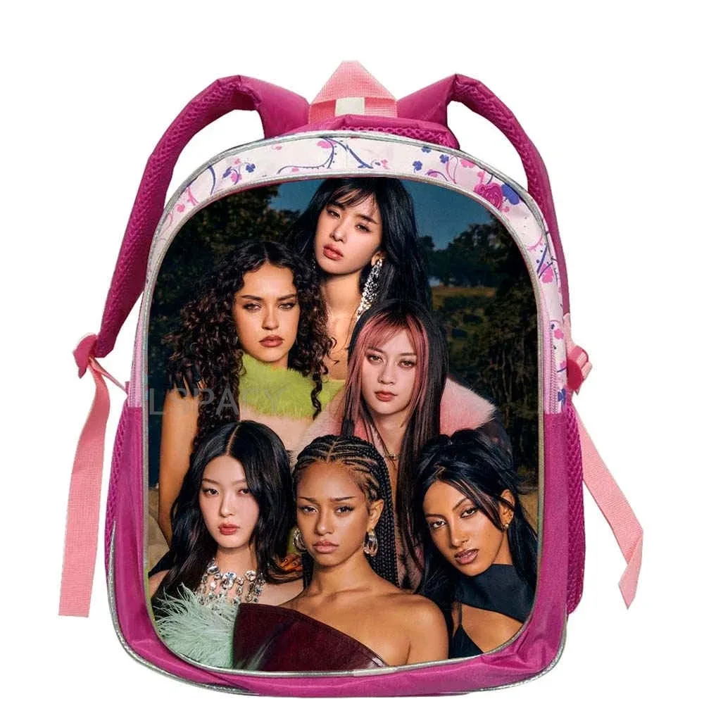 sacs à dos tendance katseye roses pour enfants, sacs d'école pour adolescentes et adolescents, sac à dos décontracté et tendance 12 pouces