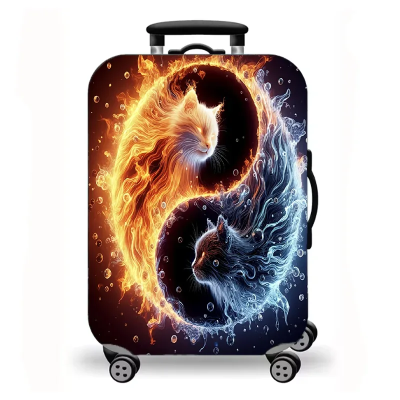 housse de bagage, housse de protection extensible pour valise avec imprimé fantaisie de chat de nuit étoilée, housse de bagage de voyage lavable et anti-rayures