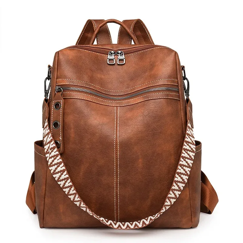 sac à dos de voyage antivol en cuir pu pour femme, nouvelle collection automne-hiver 2025, imperméable, tendance, rétro, grande capacité, voyage