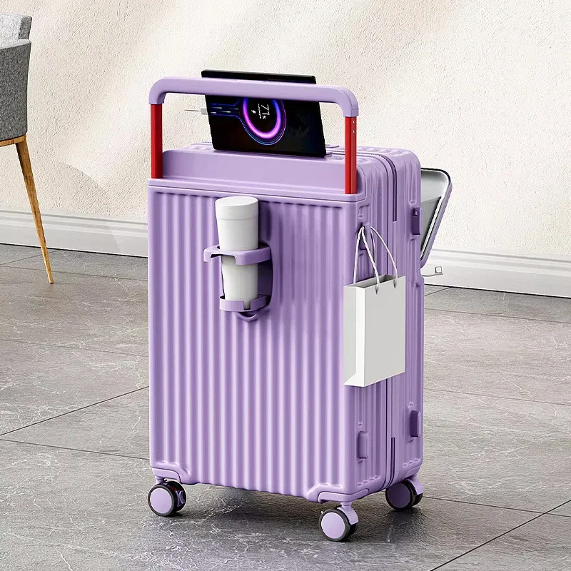 klqdzms valise de cabine multifonctionnelle à ouverture frontale 20/22/24/26 pouces avec compartiment pour ordinateur portable pour femme