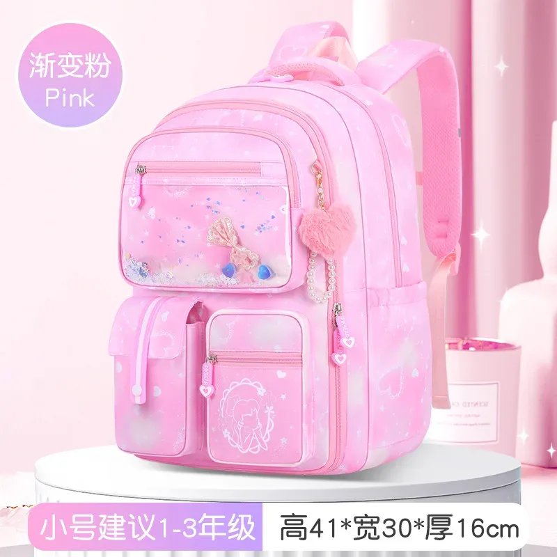 porte de réfrigérateur, plusieurs poches, réduction de la charge légère, sac d'école primaire, sac à dos pour enfants et femmes avec pendentif
