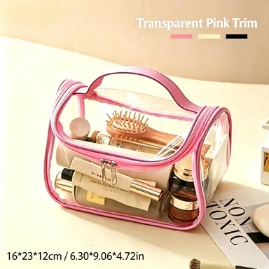 sac cosmétique transparent de grande capacité, extensible en trois dimensions, imperméable, sac de rangement pour cosmétiques en pvc portable pour les voyages
