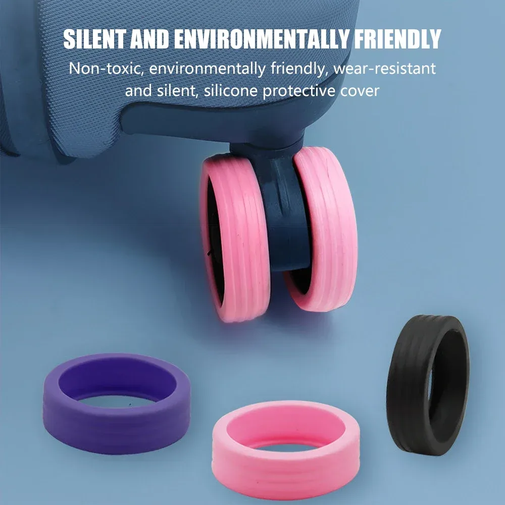 16 protections de roues en silicone pour valise, housse de protection de roues de compartiment à bagages, manchon de roulettes silencieuses pour valise, accessoires de valise
