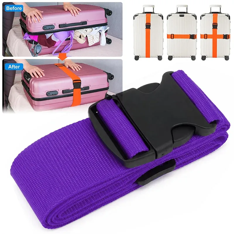 nouvelle sangle de bagage réglable de 2 m, ceinture croisée pour l'emballage, sangle de voyage en nylon avec boucle de verrouillage, ceintures pour bagages, accessoires pour sacs de camping