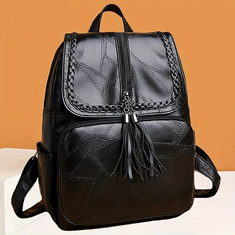 sac à dos à double épaule en tissu oxford, sac à dos de voyage en nylon pour femmes, sac à dos en toile décontracté à la mode [direction zippée aléatoire]
