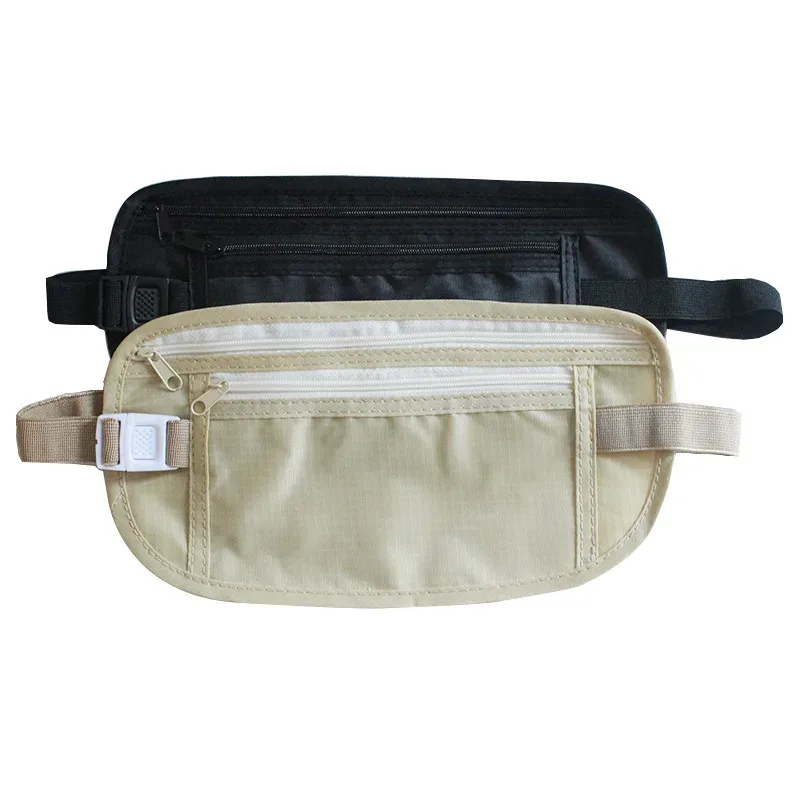 sac de taille invisible pour passeport de voyage, pochette de ceinture d'argent, portefeuille de sécurité caché, sac de rangement de cadeau, support de téléphone de sport