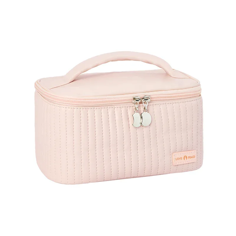 sacs de maquillage pour femmes, trousse de toilette de voyage, étuis mignons, sac portable, boîte organisatrice de maquillage de couleur unie, trousse à cosmétiques, neceser en cuir pu
