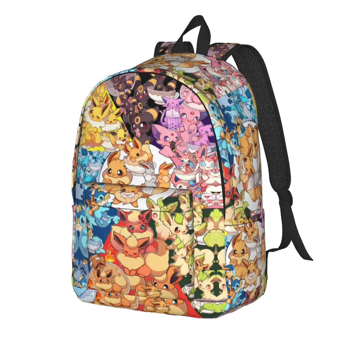 sac à dos portable à thème pokemon eeveelution collage, à la mode, pour le travail, avec fermeture à glissière